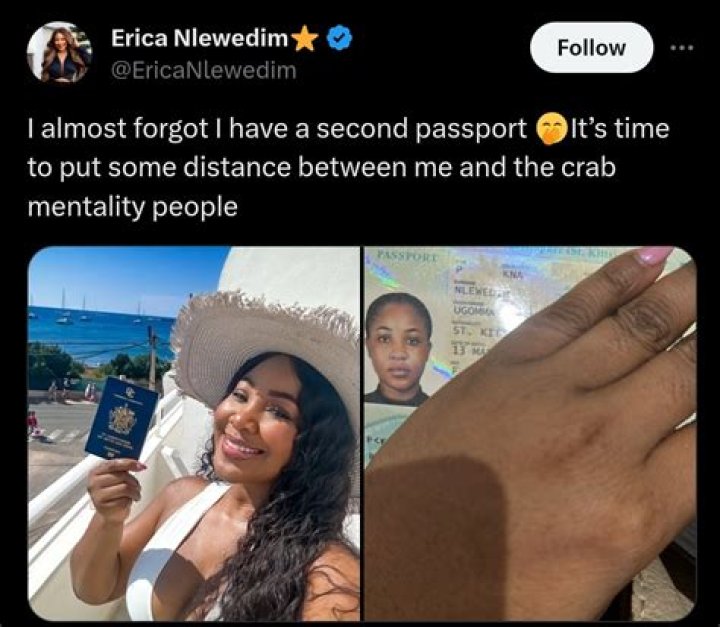 Erica Nlewedim's Caribbean Passport Revelation Stirs Jealousy